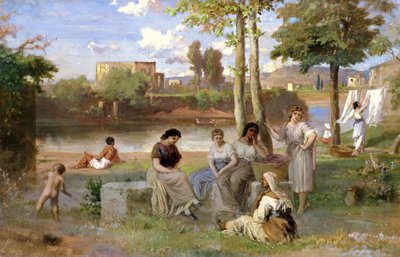 Washing on the Tiber by Heinrich Dreber